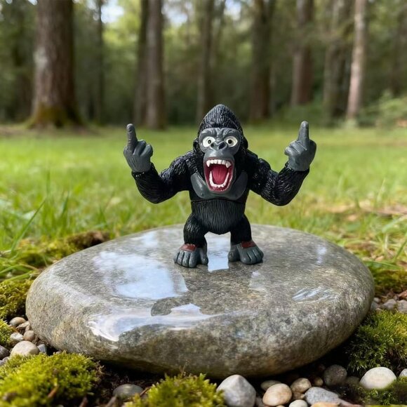 Resin Gorilla Funny Middle Finger Sculpture Decoration for Home Office Desk - Picture 5 of 6